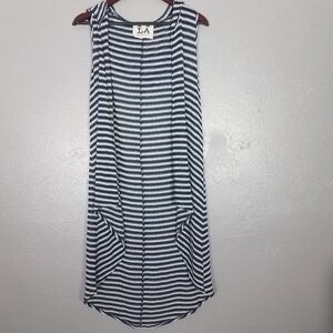 PPLA Blue Striped Duster Cardigan Hoodie